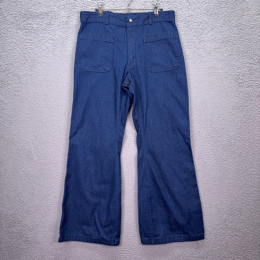 VTG Seafarer Jeans Mens 32x31 Blue Utility Trousers Denim Bell Bottom Pants